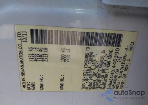 2014 Nissan Maxima 3.5 S z USA, uszkodzony, nr VIN 1N4AA5AP4EC440390